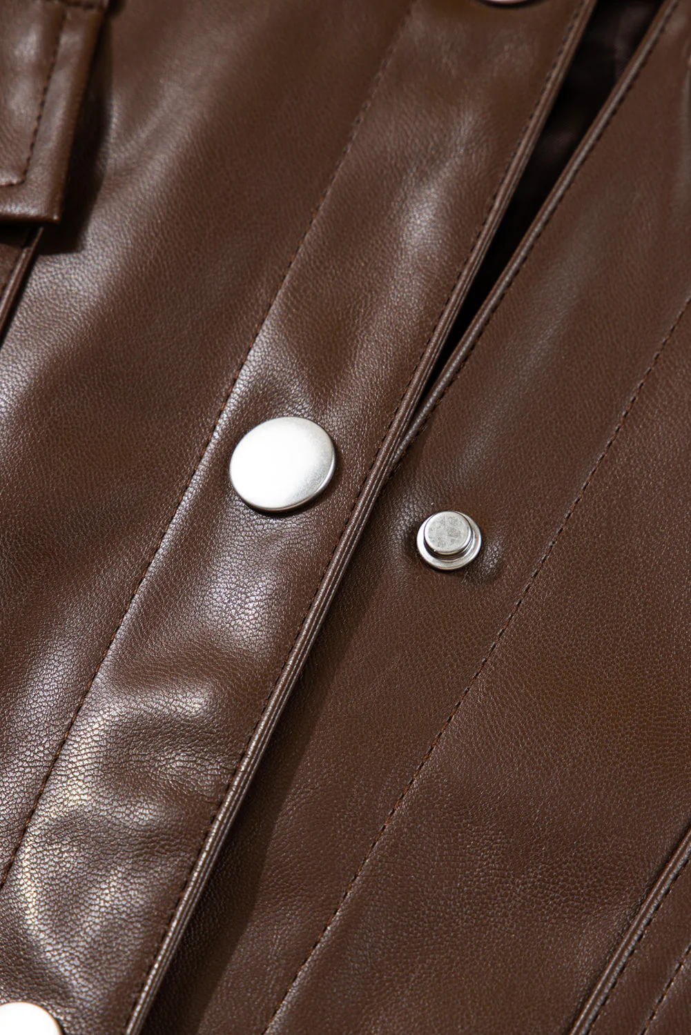 Threaded Pear Mila Drawstring Hem Leather Jacket - Image 10