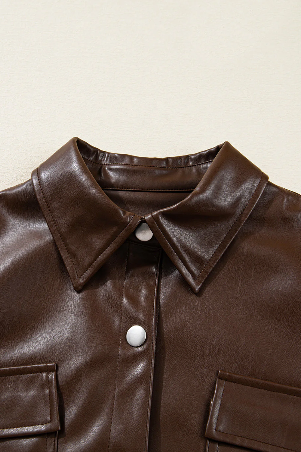 Threaded Pear Mila Drawstring Hem Leather Jacket - Image 11