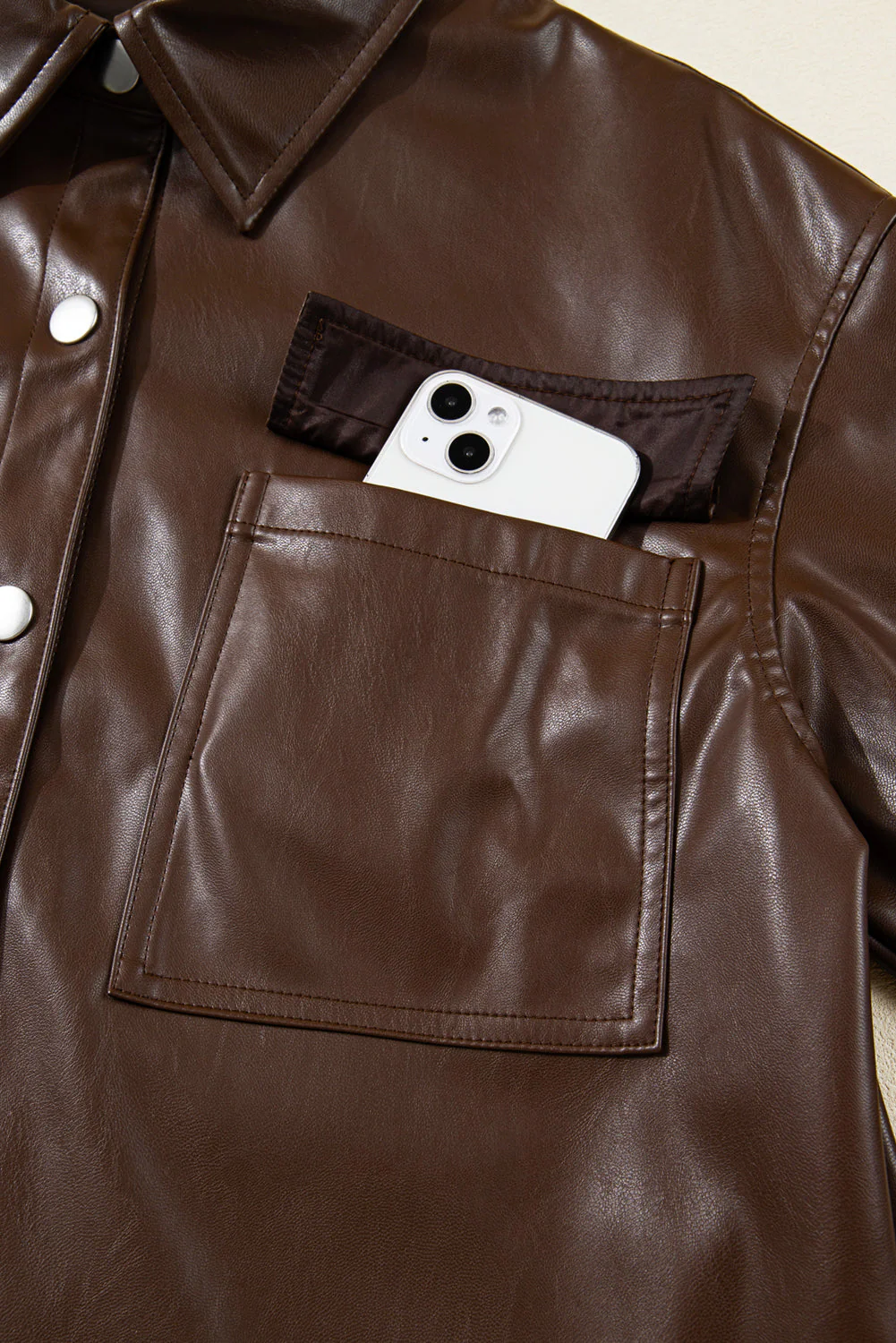 Threaded Pear Mila Drawstring Hem Leather Jacket - Image 12