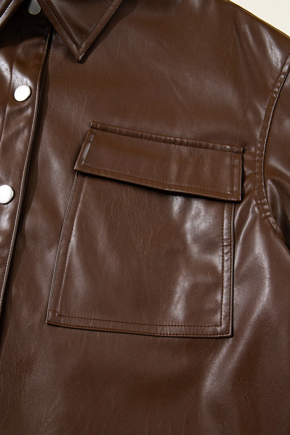Threaded Pear Mila Drawstring Hem Leather Jacket - Image 13