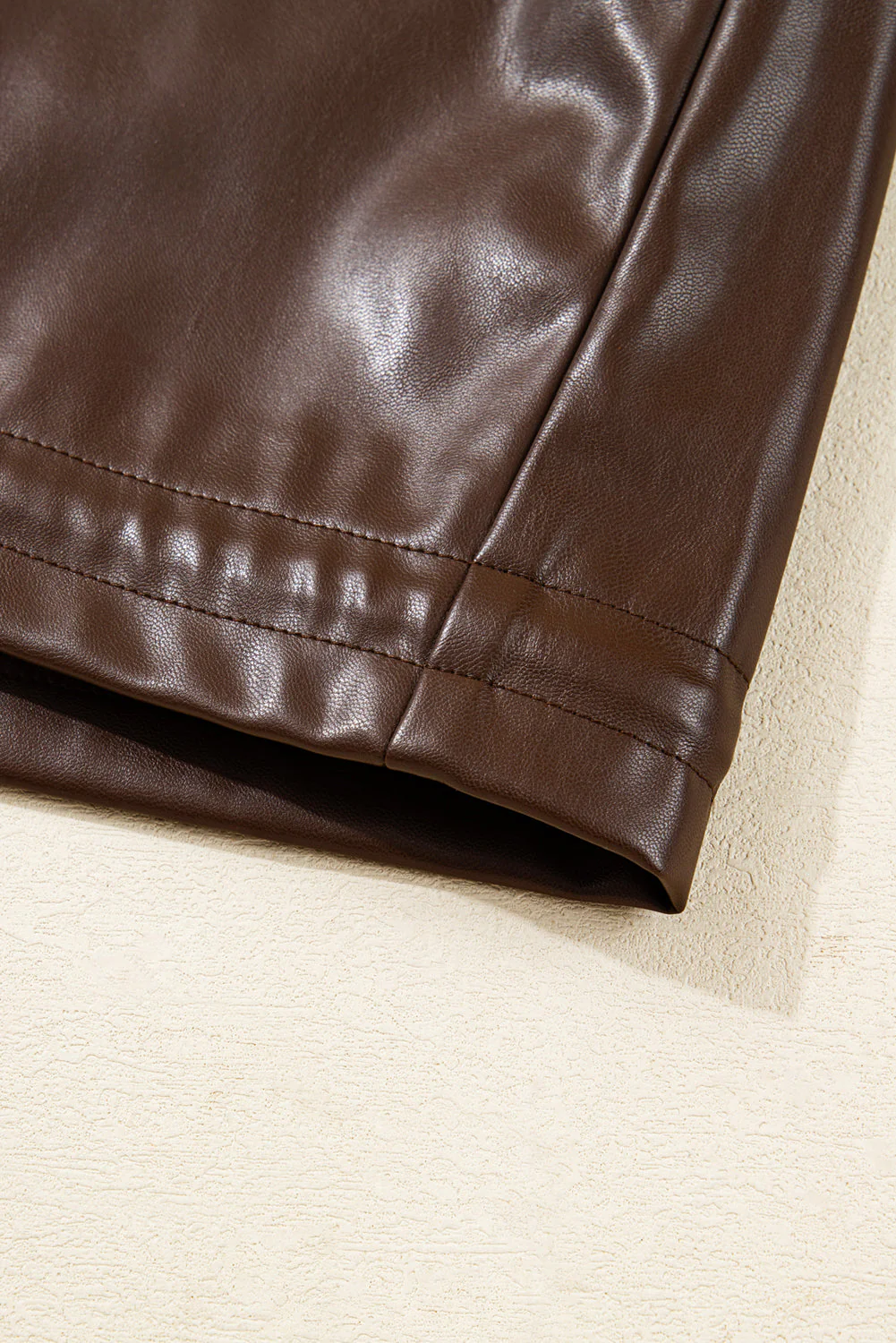 Threaded Pear Mila Drawstring Hem Leather Jacket - Image 15