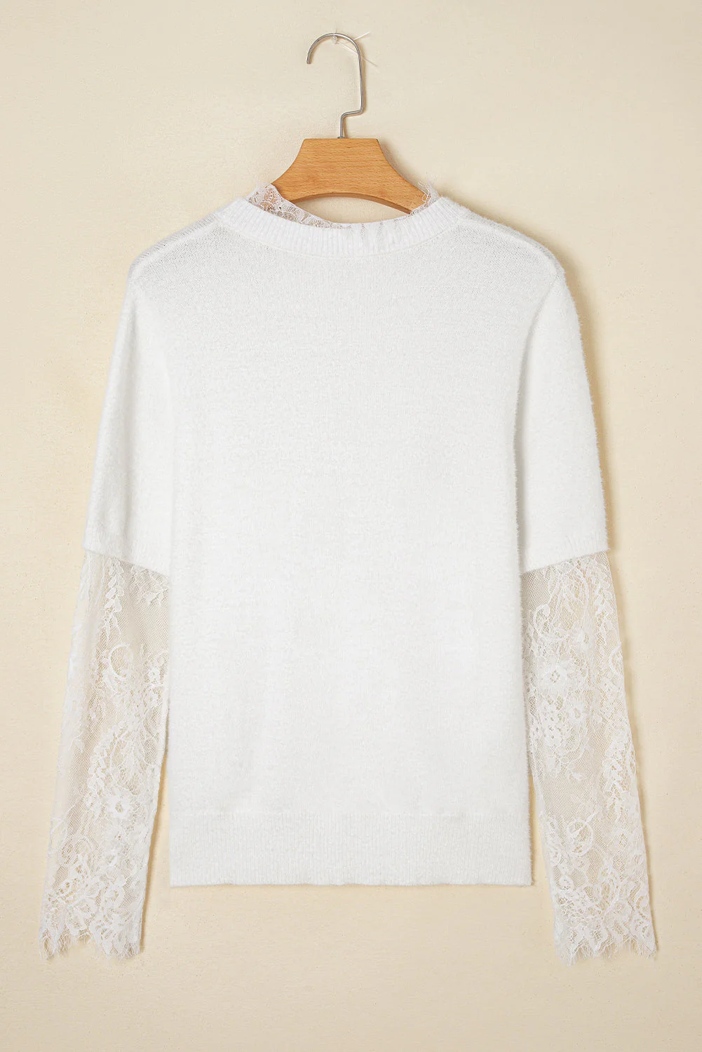 Threaded Pear Samantha Lace Sleeve Two-piece Fuzzy Sweater - Image 8