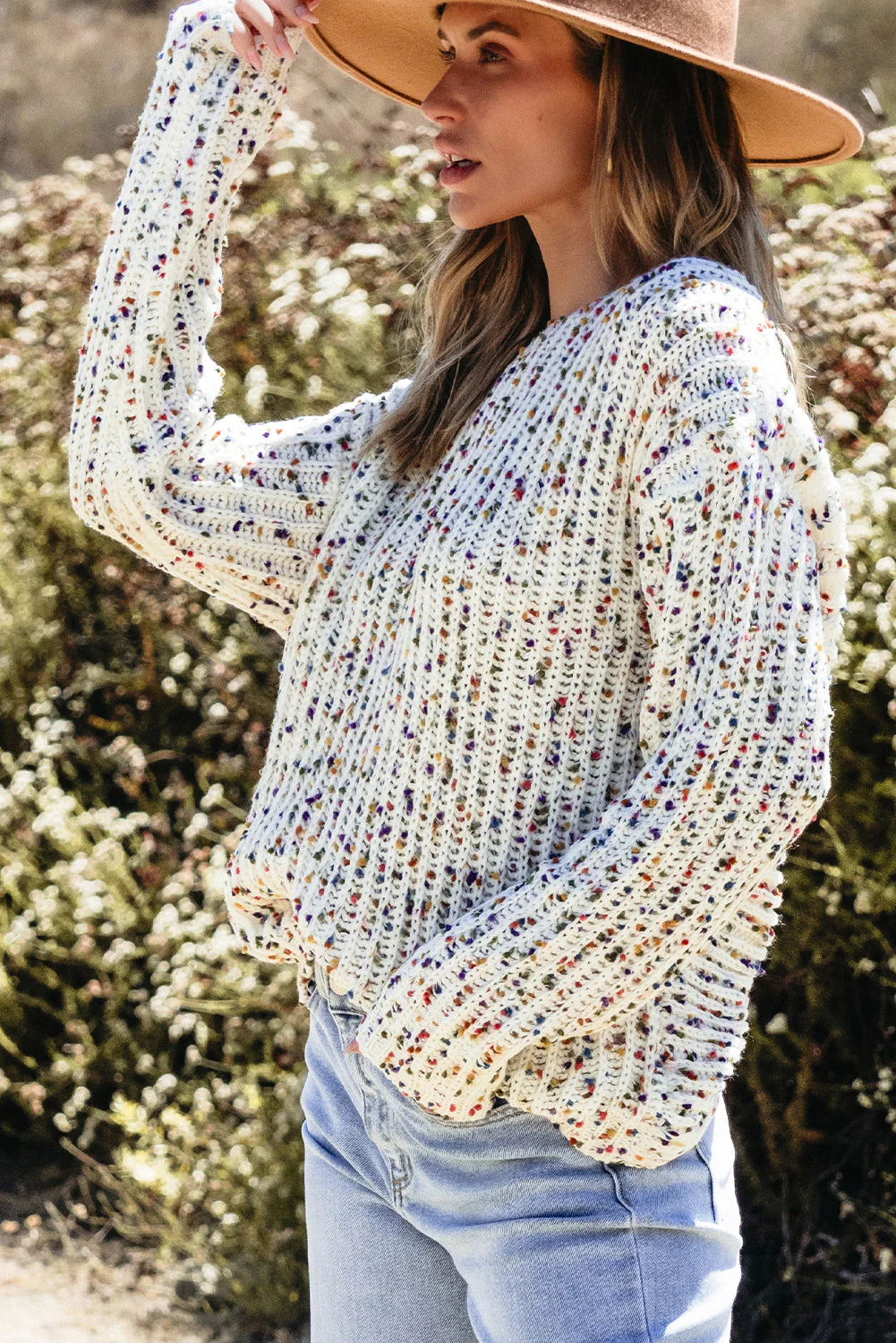 Threaded Pear Scarlett Confetti Reversible Twist Sweater - Image 3