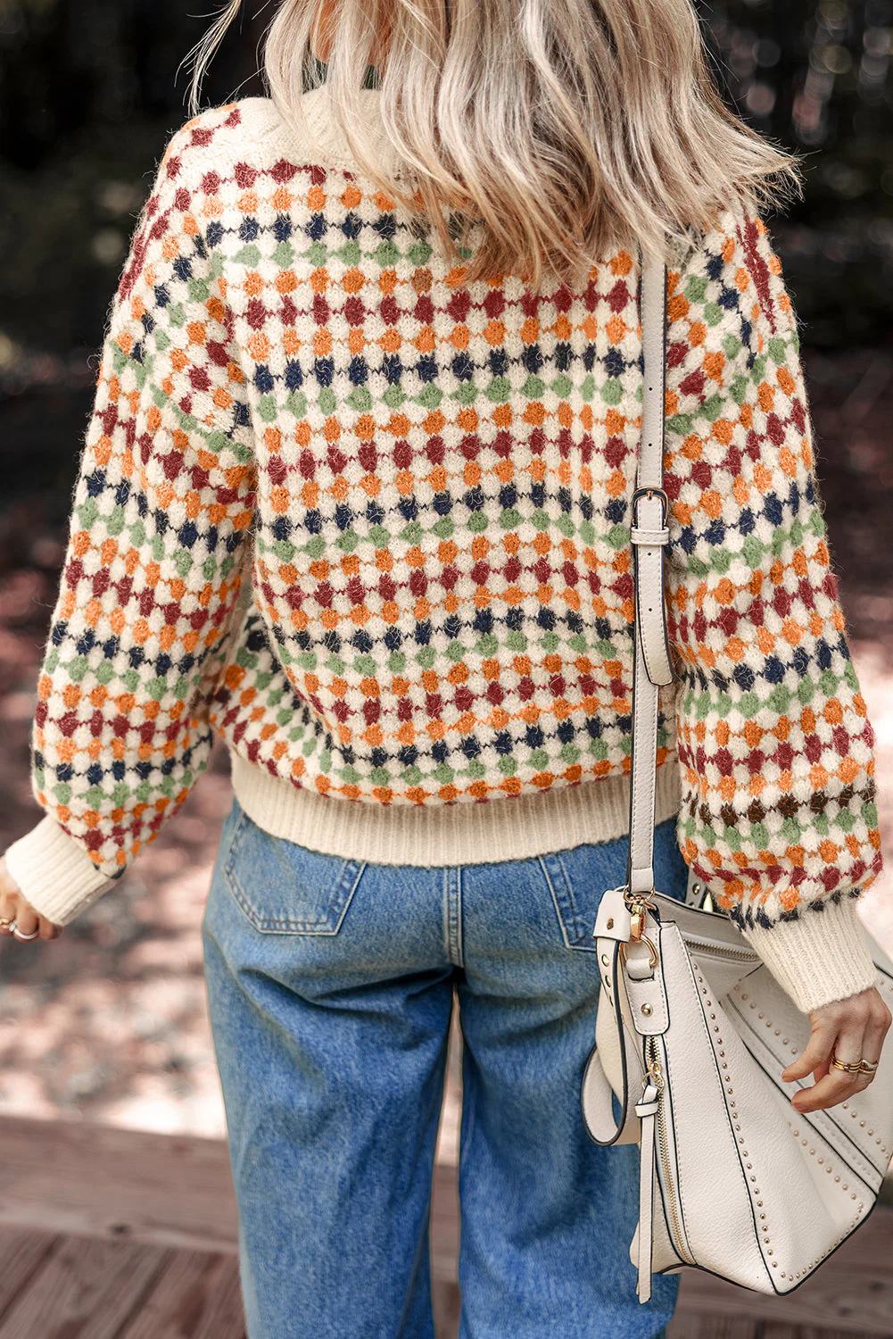 Threaded Pear Seraxie Pattern Knit Front Sweater - Image 2