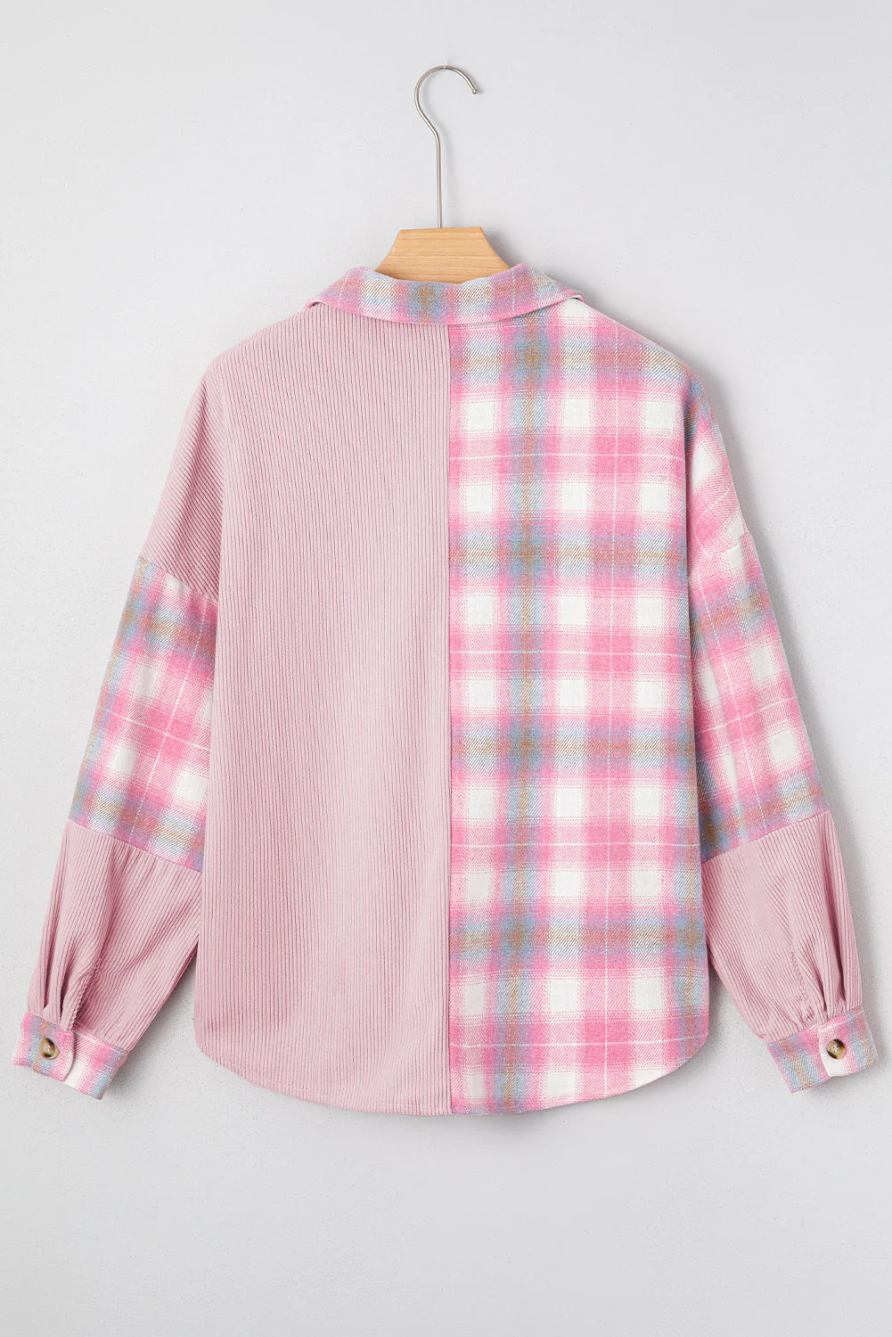 Threaded Pear Sophia Corduroy Flap Patchwork Shacket - Image 2