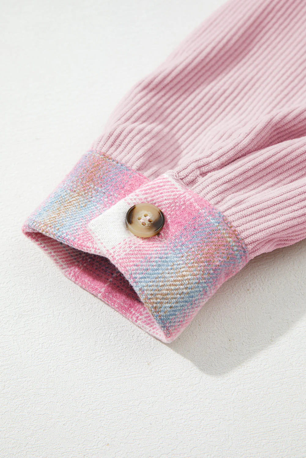 Threaded Pear Sophia Corduroy Flap Patchwork Shacket - Image 7