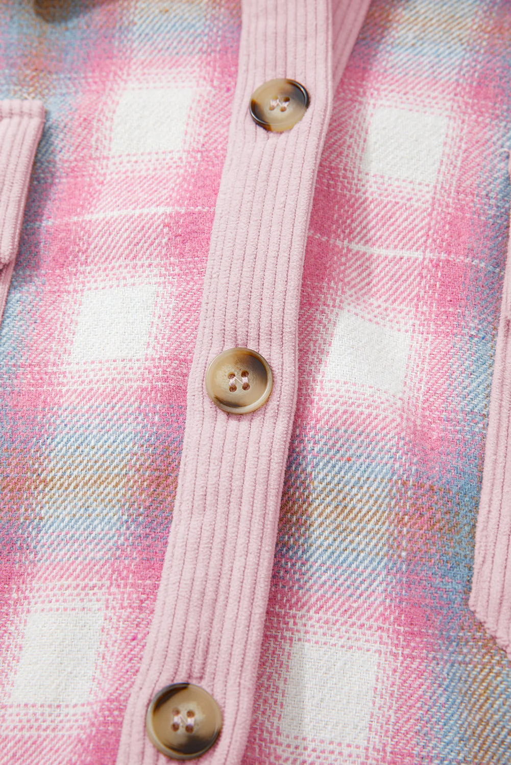 Threaded Pear Sophia Corduroy Flap Patchwork Shacket - Image 9