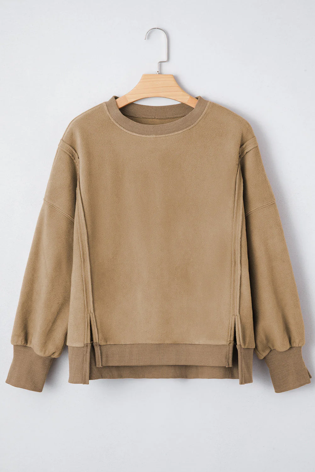 Threaded Pear TatumFuzzy Sherpa Splicing Pullover Sweatshirt - Image 7