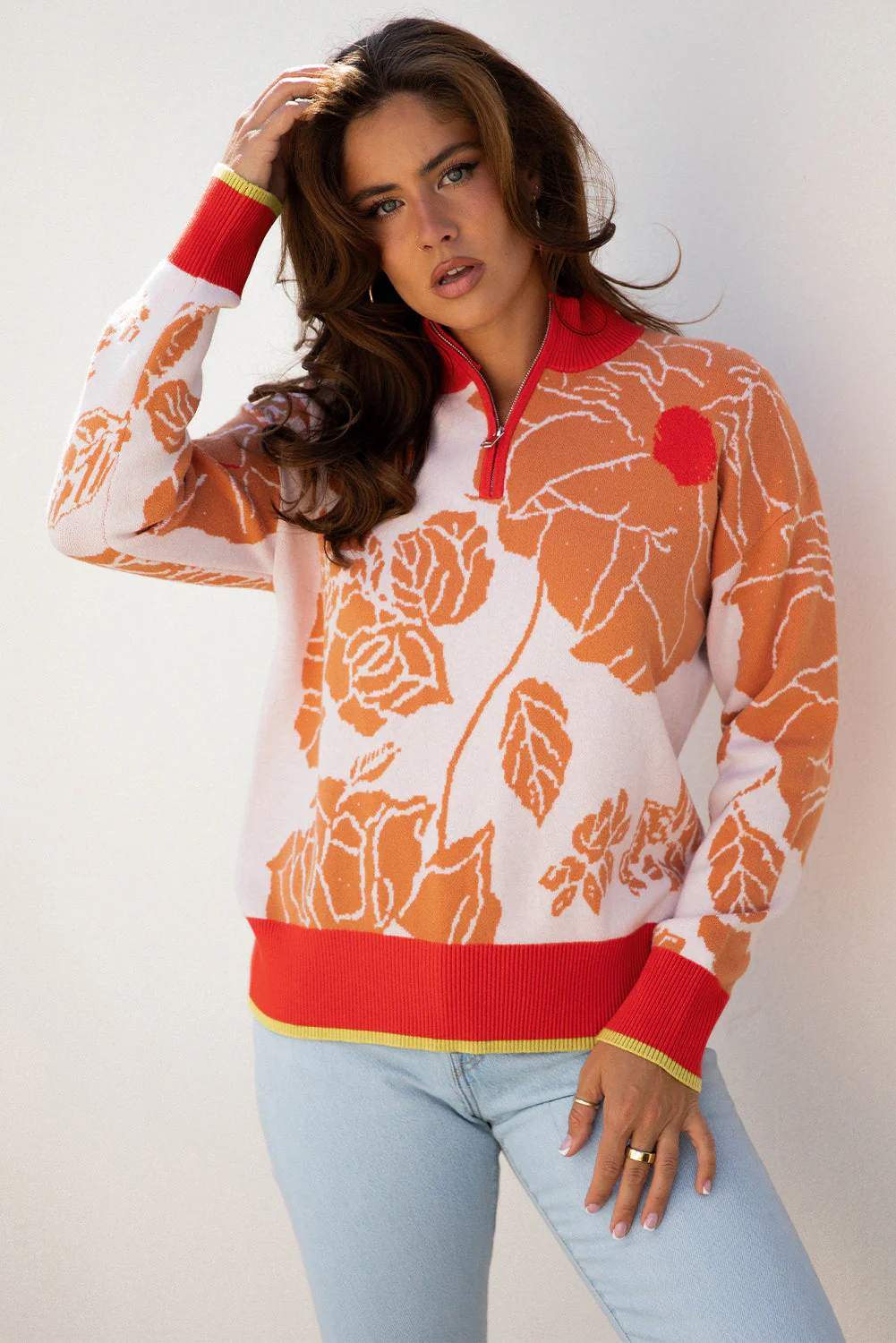 Threaded Pear Theaella Zip Collared Pullover Sweater - Image 4