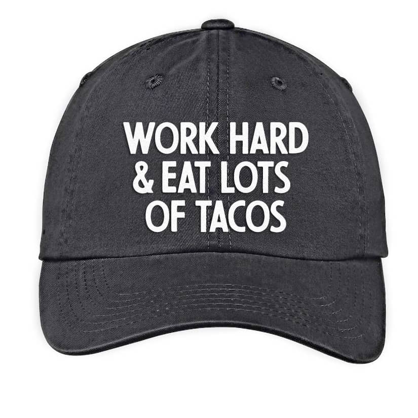 Frankie Jean Work Hard & Eat Lots of Tacos Baseball Cap - Image 5