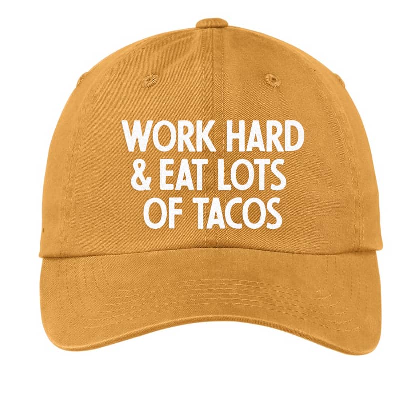 Frankie Jean Work Hard & Eat Lots of Tacos Baseball Cap - Image 9