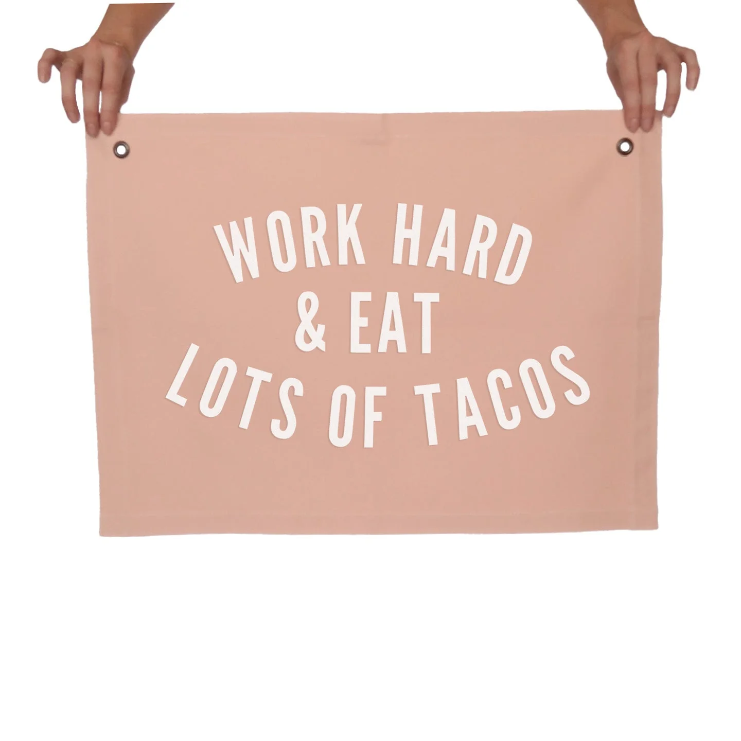Frankie Jean Work Hard & Eat Lots of Tacos Large Canvas Flag - Image 5